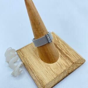 Stainless Steel Mesh CZ Ring Size 8